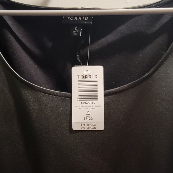 BLACK FAUX LEATHER SKATER DRESS - Picture 3 of 5